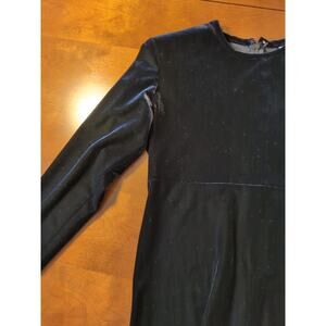 K.C. Spencer Vintage Black Velvet Midi Dress Sz 4 USA Long Sleeve Empire Waist